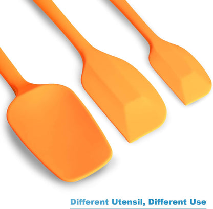 Silicone Spatula 3-piece Set, Ergonomic Handle High Heat-Resistant Spatulas, Non-stick Rubber Spatulas with Stainless Steel Core, Black