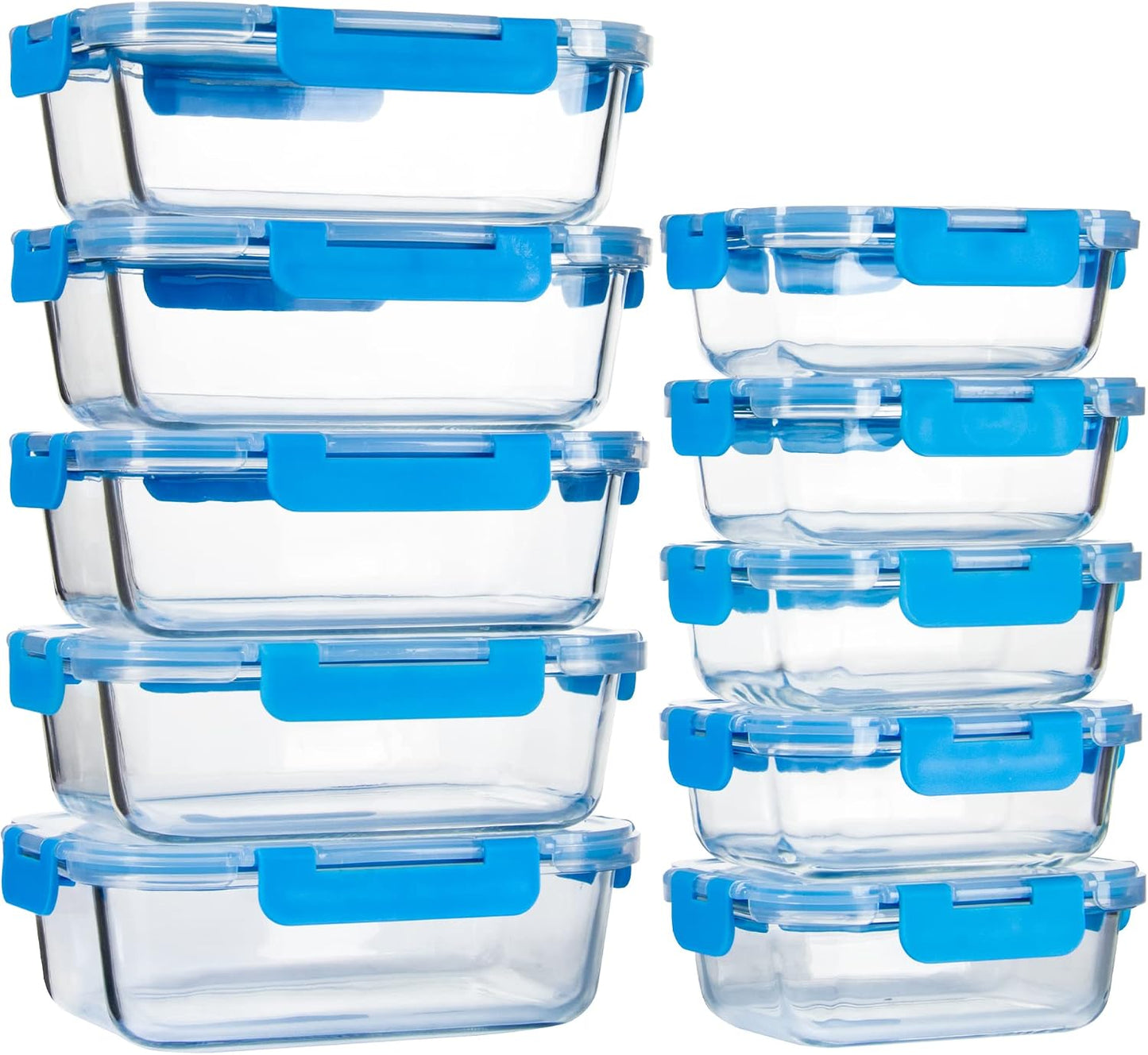 UMEIED 10 PACK Glass Food Storage Containers with Leak Proof Lids, Glass Airtight Meal Prep Containers Set for Lunch, On the Go, Leftover, Kitchen Pantry Organizers and Storage (Pink)