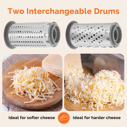 UHIYEE Patented Handheld Parmesan Cheese Grater with 2 Rotary Drums, White