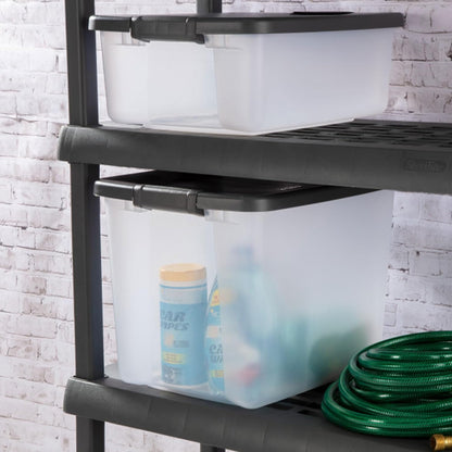 Sterilite 18-Pack Plastic Storage Bins w/ Lids, Shelf Totes Clear Containers, 25 Qt, Gray