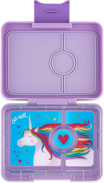 Yumbox Snack Box, 3 Compartments, Leakproof, Glitter Blue | Built-In Dip Well | Removable Compartment Tray | Easy-Open Single Latch | Lightweight & Compact | Perfect for Snacks & Sides