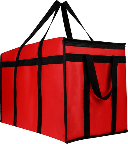 musbus Extra large XXXL Insulated Food Delivery Bag Cooler Bags Keep Food Warm Catering Therma Catering Bag for doordash 22x14x13 Cooler Bags Therma Shopper hot warming RED Pizza BLACK