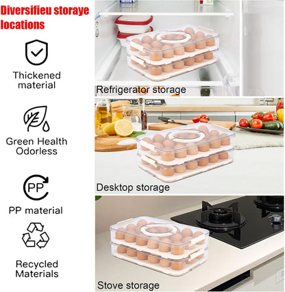3Tier Deviled Egg Containers with Lid,Plastic Egg Container for Refrigerator with Handle,Deviled Egg Carrier for 72 Eggs,Kitchen,Festival Party, Stackable Egg Holder for Fridge (White)