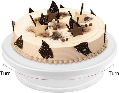 KEILEOHO 2 Pack 11 Inch Premium Cake Turntables, Smoothly Turns for Cake Decorating, Lightweight & Durable Stand for Decoration, Sculpting, Model Building, Painting