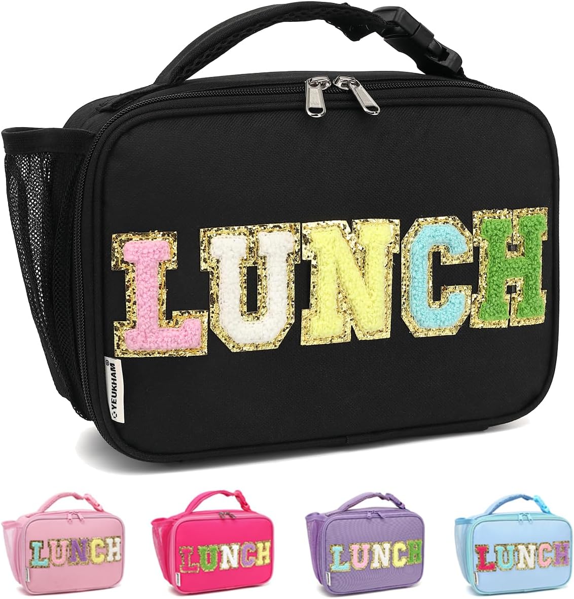 GYEUKHAM Insulated Lunch Box for School, Thermal Reusable Durable Freezable Lunch Bags for Kids Boys Girls Men Women - Small Soft Cooler Portable Lunch Tote Kit for Work Picnic Travel,Black