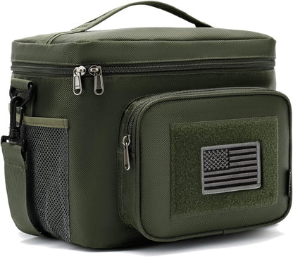 FlowFly Lunch Bag, Insulated Cooler, Thermal Lunch Box Tote with MOLLE/PALS Webbing, Adjustable Padded Shoulder Strap, for Tactical Men Women Adults and Boys Girls Kids (Cyan, Medium)