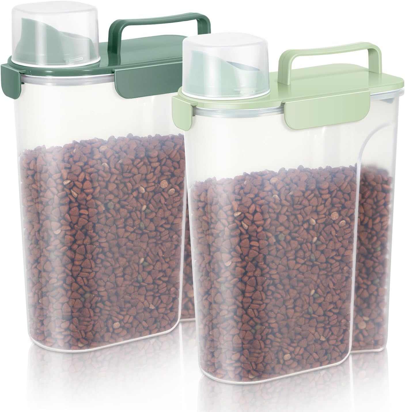 LEAWALK 5-7Lbs Dog Cat Food Storage Container with Upgraded Large Nozzle BPA-free, 4 Snap Seals Plastic Pet Food Storage Containers with Handles are Easy to Clean and Carry