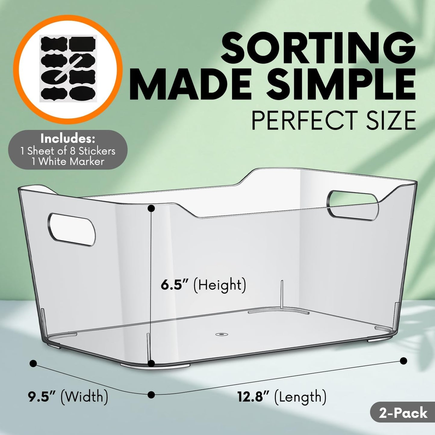 ShelfShaper Plastic Clear Storage Bins with Labels, Home Freezer Refrigerator Pantry Organizers and Storage Containers Fridge Organizer Bins Kitchen Organization Cabinet Medicine Bin for organizing