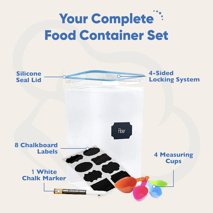 Chef's Path Extra Large Airtight Food Storage Containers with Lids, Pack of 2, 6.5L, 220Oz, Airtight Kitchen and Pantry Bulk Canisters for Flour, Sugar, Rice, and Baking Supplies - Transparent