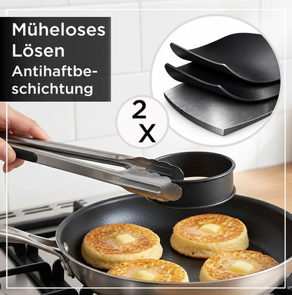 Wrenbury Crumpet Rings Nonstick 3.5 inch - English Muffin Rings - Food Ring Molds for Cooking – Metal Baking Egg Ring Set - Made in England