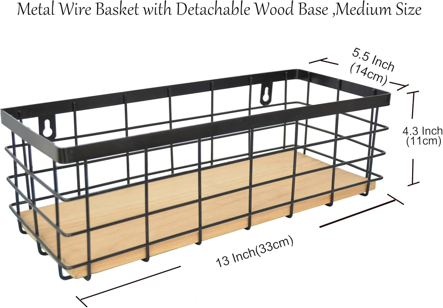 ShabbyDecor Metal Wire Basket with Handles Storage Organizer Stackable Organizing bin for Cabinet Shelf Countertop Under Sink Pantry for Kitchen,Bathroom,Laundry Closet, 1 Pack