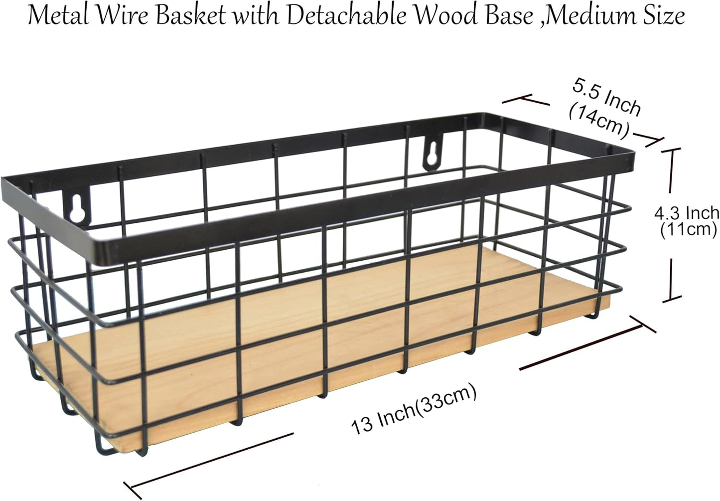 ShabbyDecor Metal Wire Basket with Handles Storage Organizer Stackable Organizing bin for Cabinet Shelf Countertop Under Sink Pantry for Kitchen,Bathroom,Laundry Closet, 1 Pack