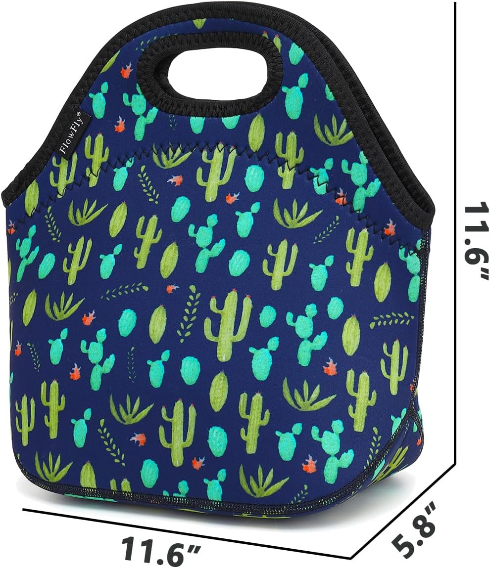 FlowFly Neoprene kids Lunch box Insulated Soft Bag Mini Cooler Thermal Meal Tote Kit for Boys, Girls,Men,Women,School,Work, Office,Black