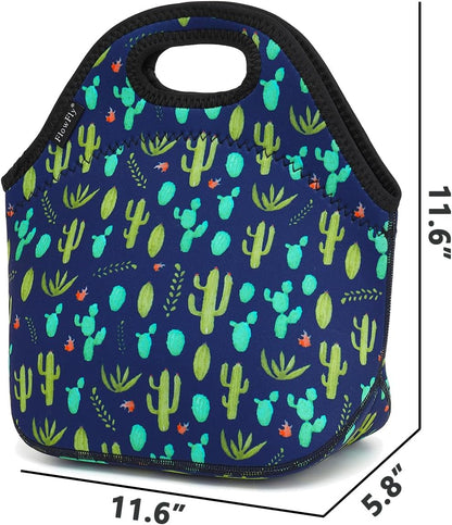 FlowFly Neoprene kids Lunch box Insulated Soft Bag Mini Cooler Thermal Meal Tote Kit for Boys, Girls,Men,Women,School,Work, Office,Black