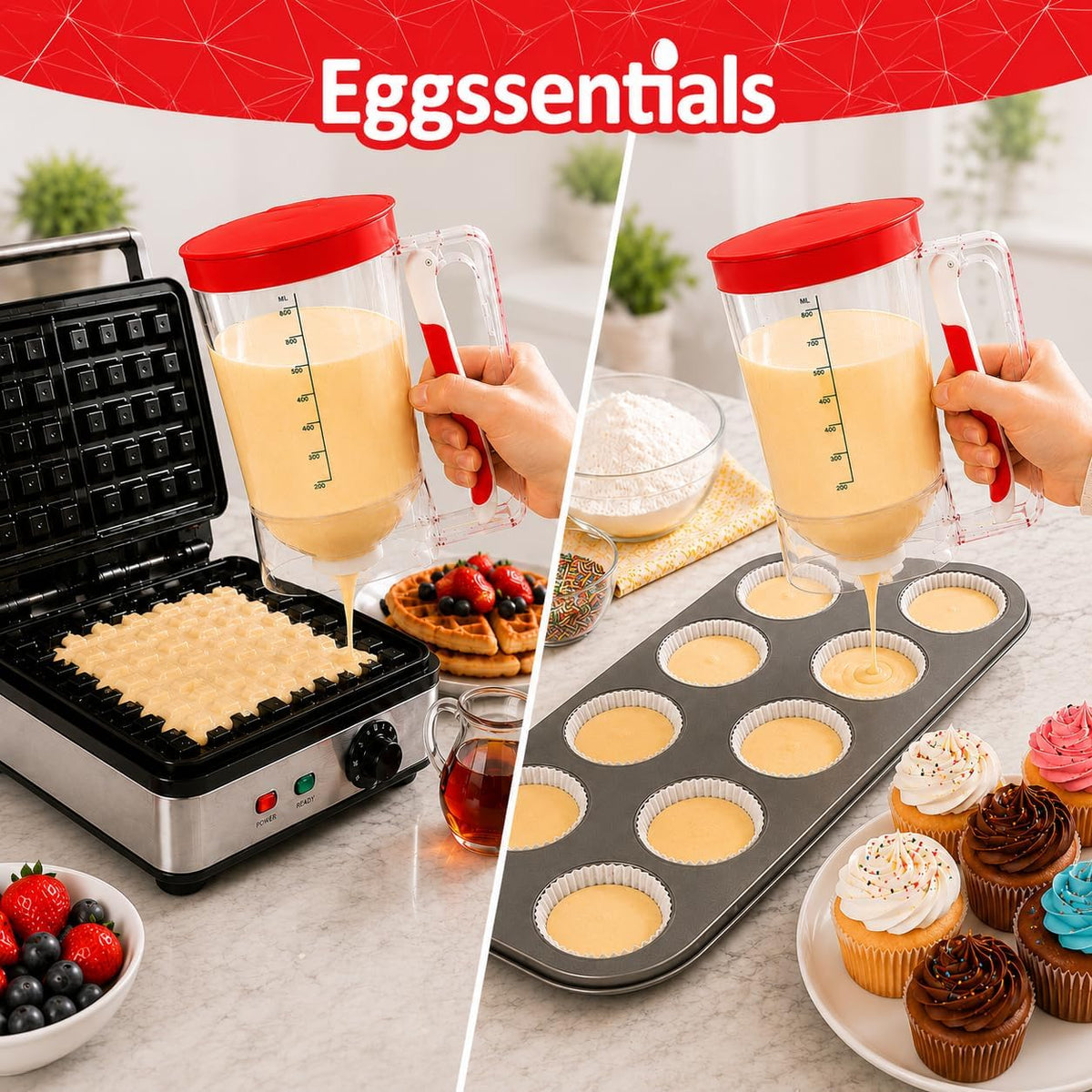 Eggssentials Pancake Batter Dispenser with Squeeze Handle Pancake Dispenser