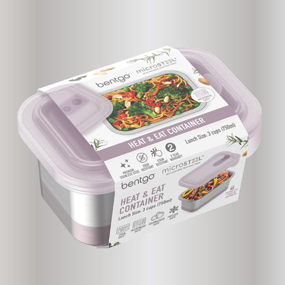 Bentgo MicroSteel Heat & Eat Container – Microwave-Safe, Leak-Proof & Airtight, Easy-to-Clean Lightweight Stainless Steel Reusable Food Storage with Silicone Lid (Snack Size; 2-Cup Capacity; Rose)