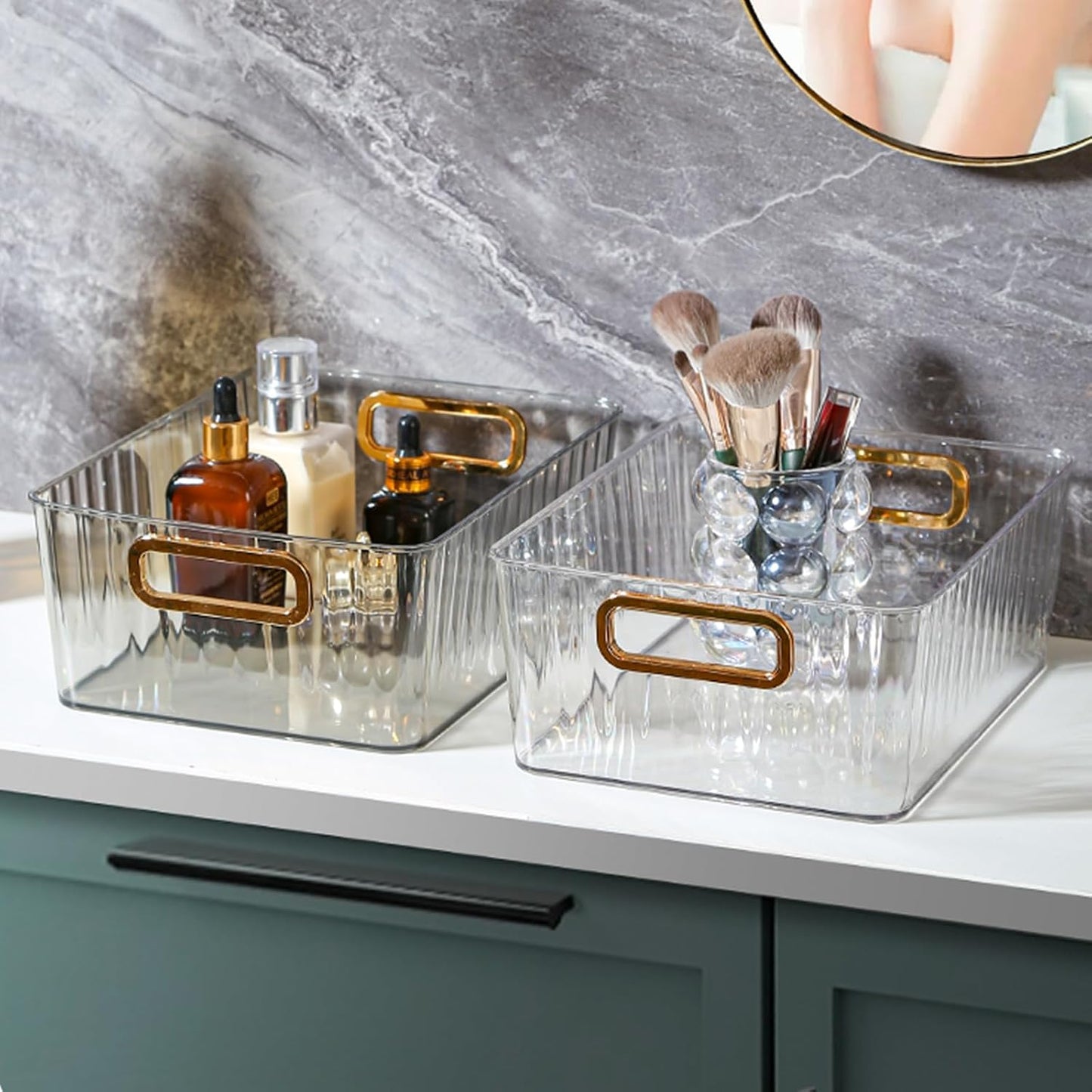 4 Packs Clear Plastic Storage Bin, Pantry Organizer Bin for Refrigerator, Kitchen, Freezer Organization