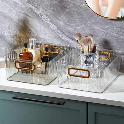 4 Packs Clear Plastic Storage Bin, Pantry Organizer Bin for Refrigerator, Kitchen, Freezer Organization