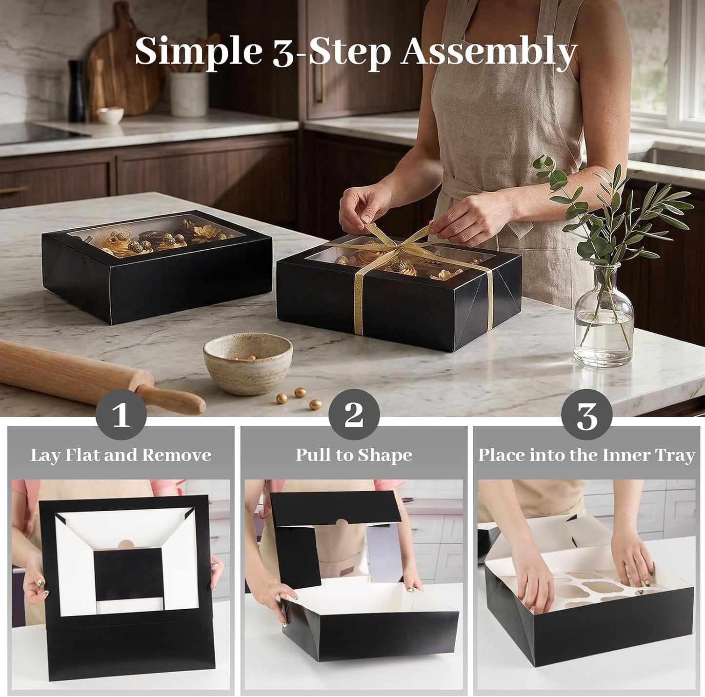 VGOODALL 12 Count Cupcake Boxes, 6PCS Cupcake Container with Window Boxes Holding 72 Pastry Box for Birthday Holiday Party Bakery Supplies 13.2"x9.8"x4"