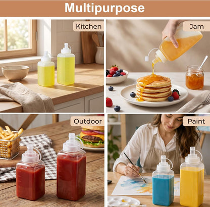 2Pcs Salad Dressing Dispenser 27Oz 20Oz Condiment Squeeze Bottles for Sauce