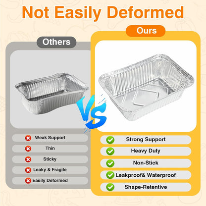 Aluminum Foil Pans with Lids 2.25L Disposable Loaf Pans Trays To Go Food Containers with Cardboard Covers for Meal Prep, Baking, Take Out, Freeze (25 Pack w/Foil Lids)
