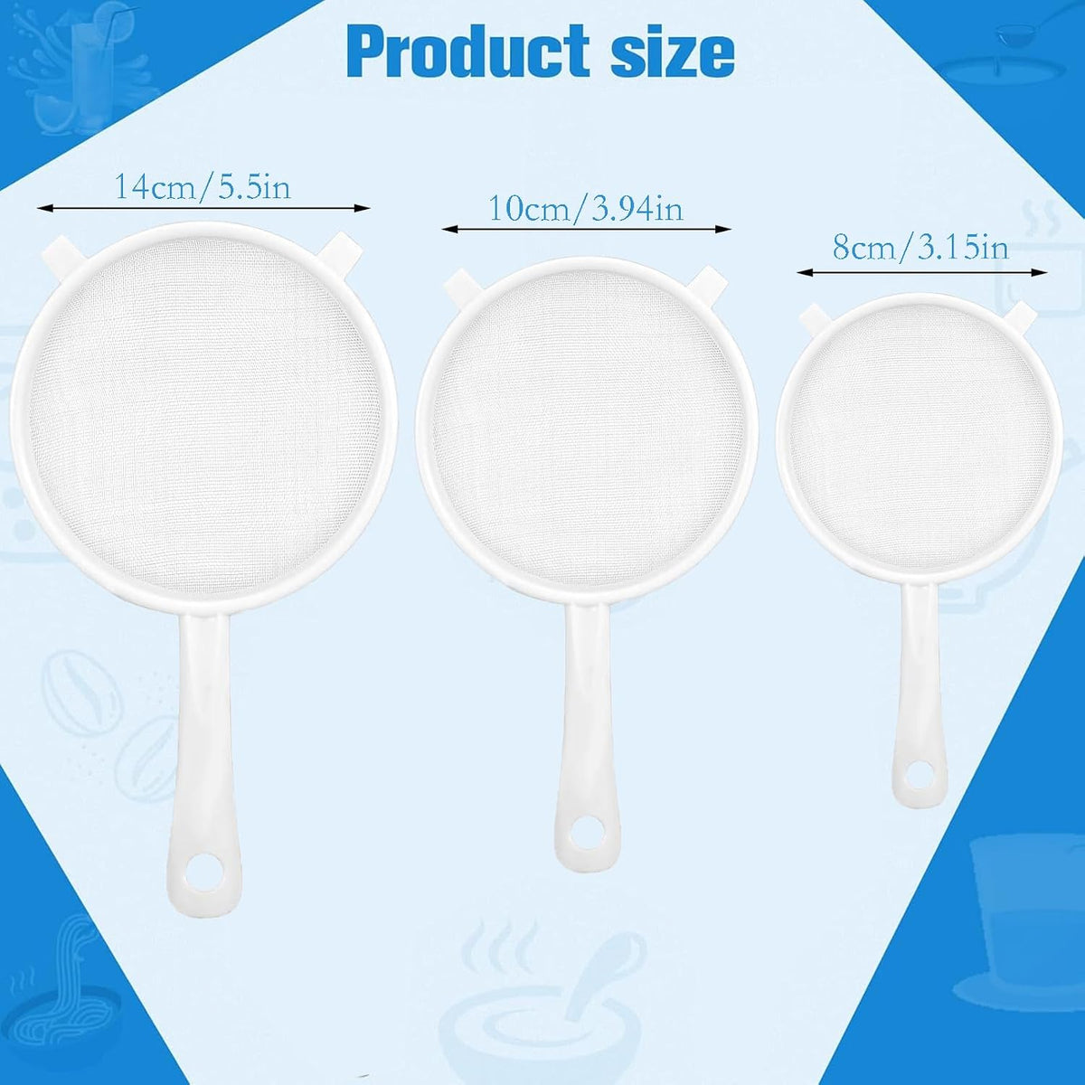 Fine Mesh Strainer Set, Plastic Nylon Sieve Colander for Kefir