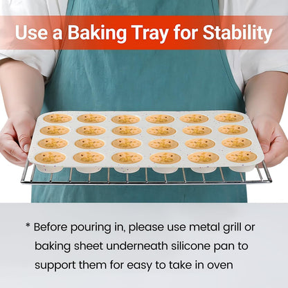 CAKETIME Silicone Mini Muffin Pan, 24 Cups Nonstick Mini Cupcake Pan for Baking Muffin, Cupcake, Egg Bites, Fat Bomb, 1 Pack Confetti