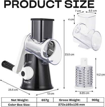 Rotary Cheese Grater Hand Crank - Cheese Shredder Hand Crank with Handle