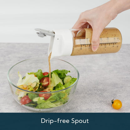 KITCHENDAO Glass Salad Dressing Shaker Bottle, 350ml, with Measuring Marks