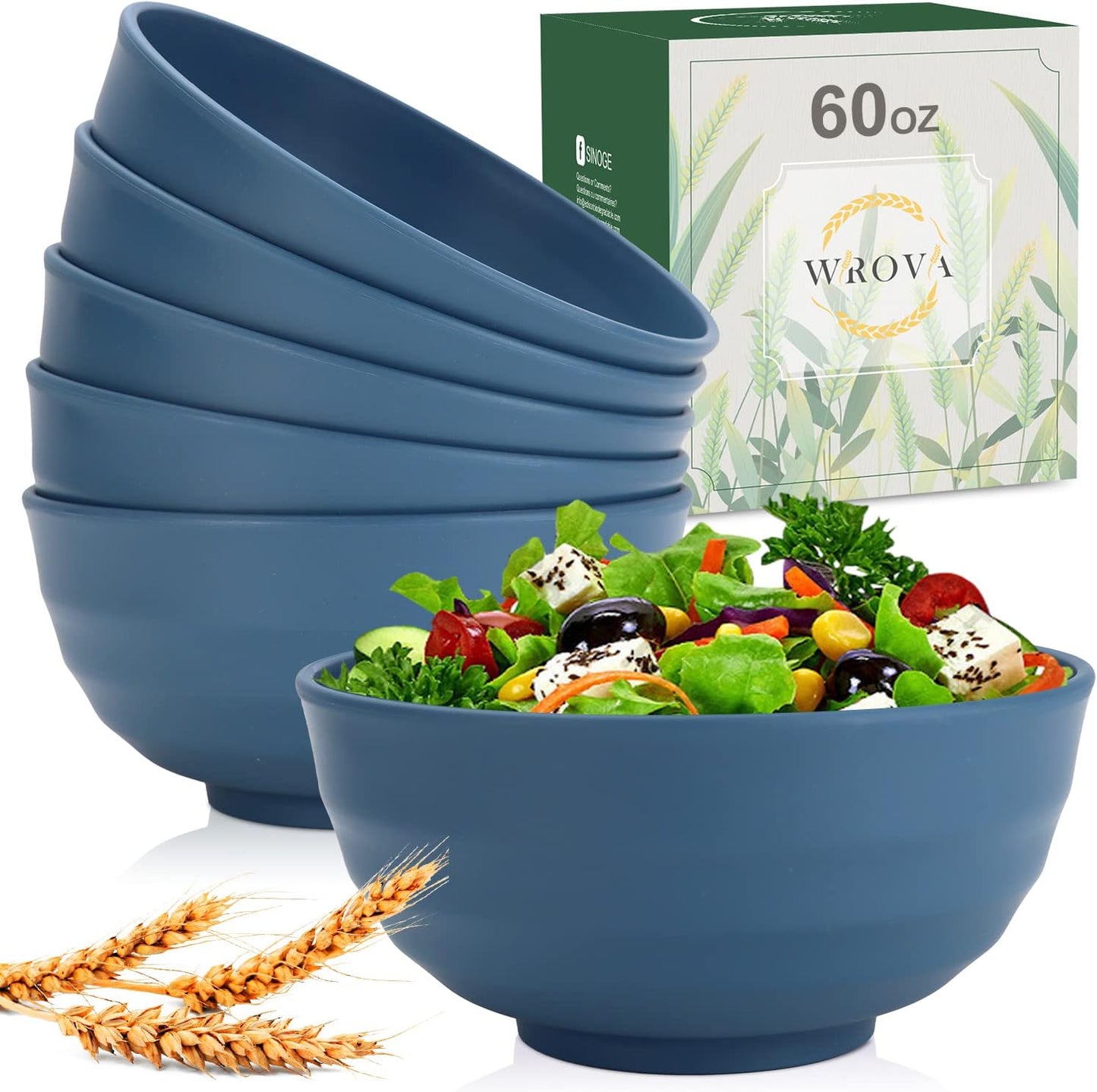 Wheat Straw Bowl Sets,8 PCS Unbreakable Cereal Bowl 26 OZ,Microwave and Dishwasher Safe Bowls,Bowl Sets for Camping and Picnic BPA Free Colorful Salad Bowls for Serving Soup,Oatmeal and Fruit Etc…