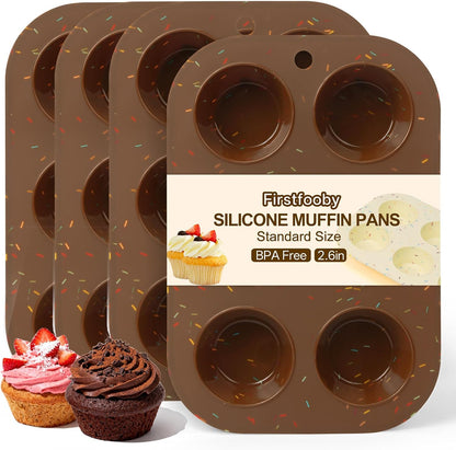 2 Pack Silicone Muffin Pan for Baking, Regular Size Nonstick Cupcake Pan, 6-Cup Silicone Muffin Tin BPA Free Dishwasher Safe, Great for Muffin Cupcake Brownie Egg Tart