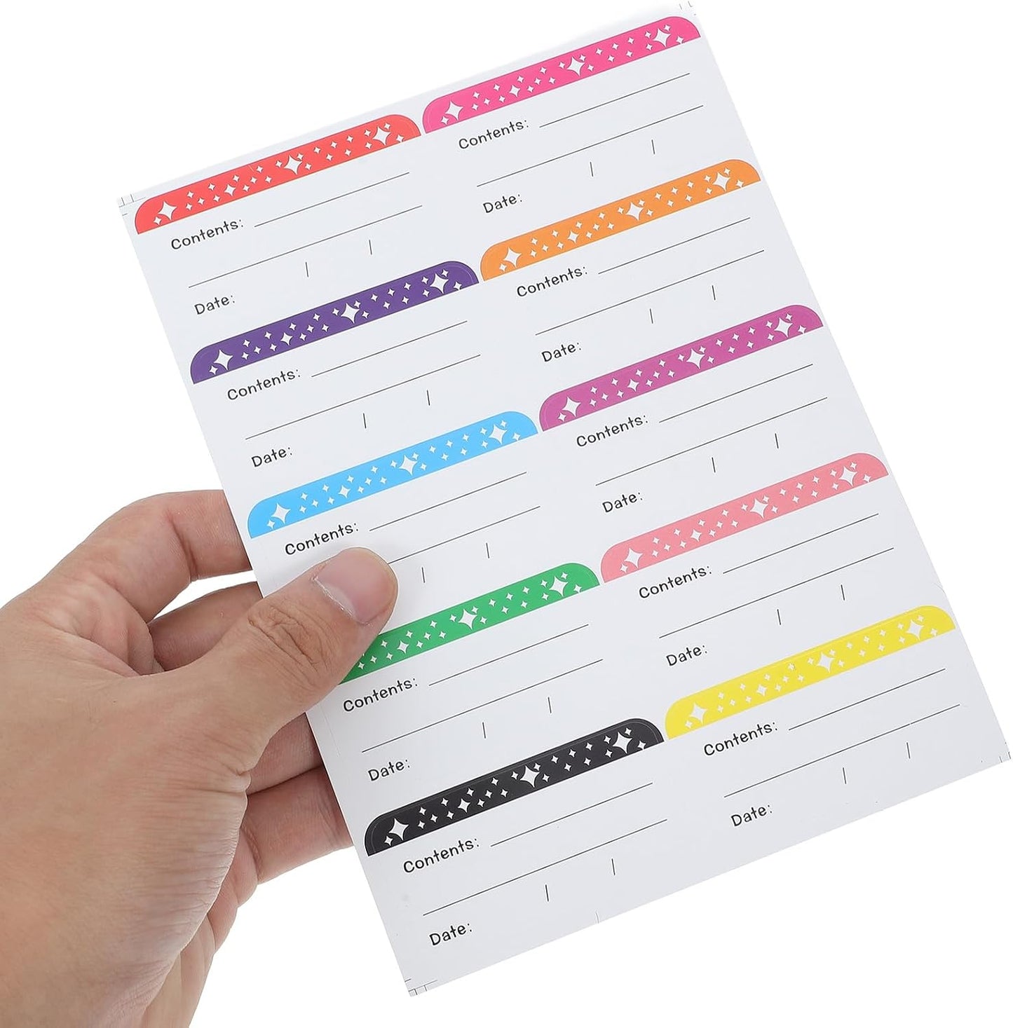 NUOBESTY Waterproof Food Date Stickers for Freezer and Pantry Containers, 50 Sheets (10pcs X 5), Sturdy Food Storage Labels for Jars, Seasoning, and Kitchen Organization
