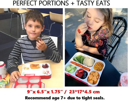 kinsho Bento Lunch-Box Set for Kids includes Snack Container | 6 and 3 Compartment Boxes Leakproof School Bentos, Meal Portion Control Containers, Boys Girls Adults, Navy Blue Large + MINI 2 Pack Set