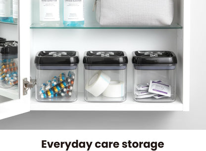 Felli Flip Tite Storage Container with Lid 4” RECTANGULAR Airtight Ring Flip Top, Stackable Kitchen Counter Pantry Organizer Acrylic Canister Jar for Pasta Spaghetti Cereal Granola Coffee (1.9qt)