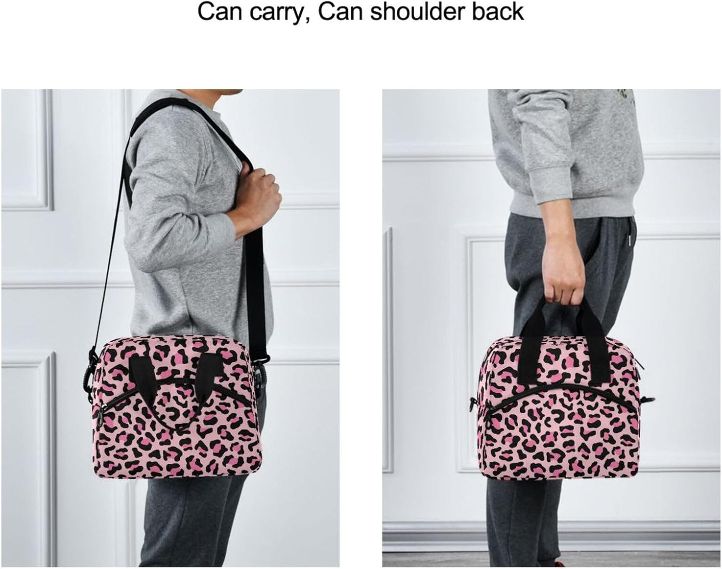 Colorful Leopard Insulated Lunch Bag Rainbow Animals Skin Print Reusable Cooler Lunch Tote Box with Shoulder Strap for Work Picnic School Beach