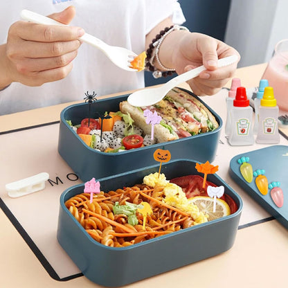 174 Pcs Bento Box accessories Condiment Squeeze Bottles Kids Lunch Accessories Reusable Sauce Containers Mini Ketchup Bottle And Animal Fruit Food Toothpicks for Camping Office Accessories