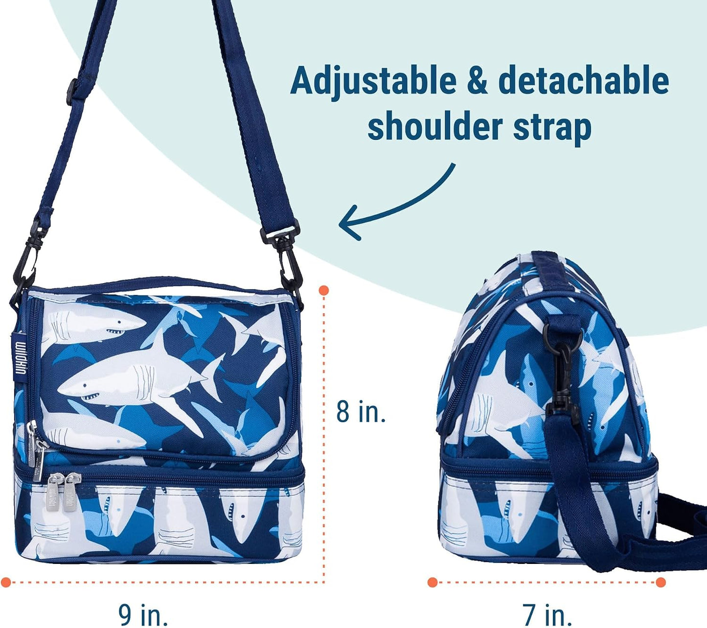 Wildkin Kids Two Compartment Insulated Lunch Bag – Keeps Food Hot or Cold, Easy-Clean Lining, Leak-Resistant & BPA-Free – Boys & Girls, Ideal for School, Travel & Daycare – Jurassic Dinosaurs