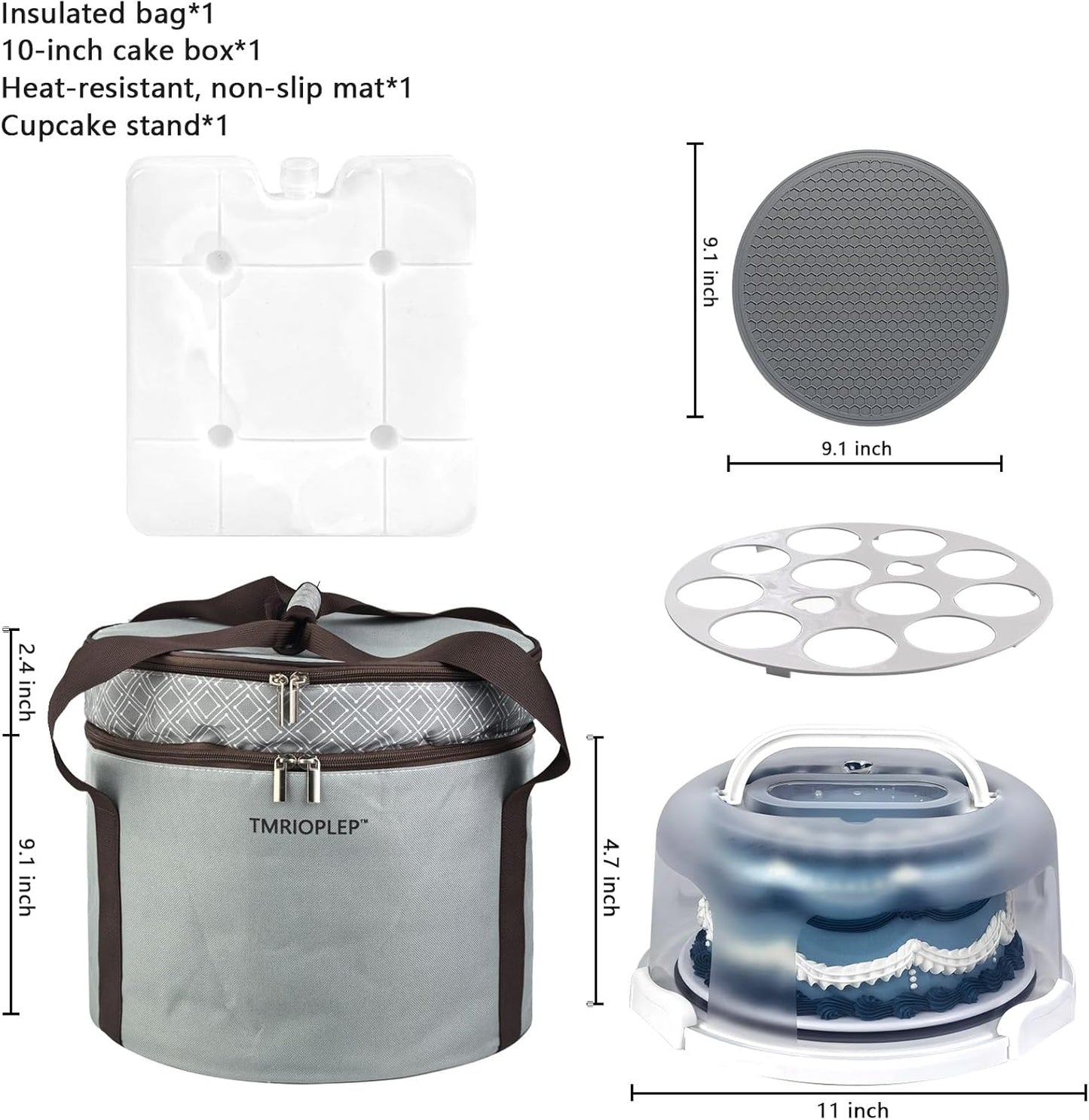 TMRIOPELP Tall Cake Carrier with Lid and Handle Insulated Cake Container Cake Transport Carrier Ideal for Pies Cupcakes and Pastries Perfect for Safe and Secure Cake Delivery (Red, 10 inch)