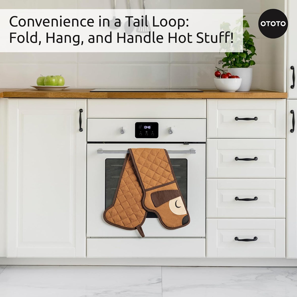 New - OTOTO Batlicious Oven Mitts and Pot Holders Sets - Heat Resistant Trivets for Hot Dishes, Cooking Goth Kitchen Decor, Cute Accessories, Pot Holders, Spooky Halloween Bat Moon Witchy Gifts