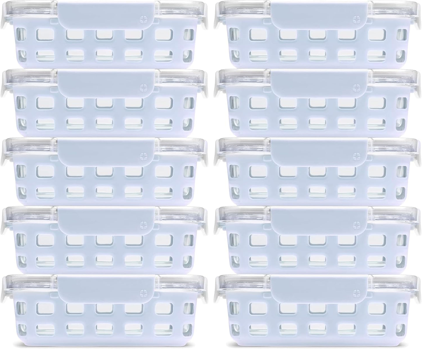 Ello Duraglass 3.4 Cup Meal Prep 10Pc,Set,Glass Food Storage Container with Silicone Sleeve and Airtight BPA-Free Plastic Lids,Dishwasher,Microwave & Freezer Safe,Evening Orchard,5 Count (Pack of 2)