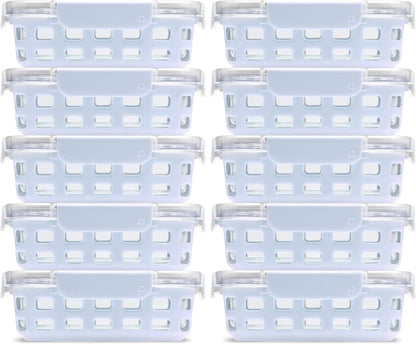 Ello Duraglass 3.4 Cup Meal Prep 10Pc,Set,Glass Food Storage Container with Silicone Sleeve and Airtight BPA-Free Plastic Lids,Dishwasher,Microwave & Freezer Safe,Evening Orchard,5 Count (Pack of 2)