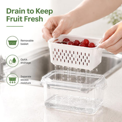Fruit Storage Containers for Fridge (5x3.3x2.6 Inch)
