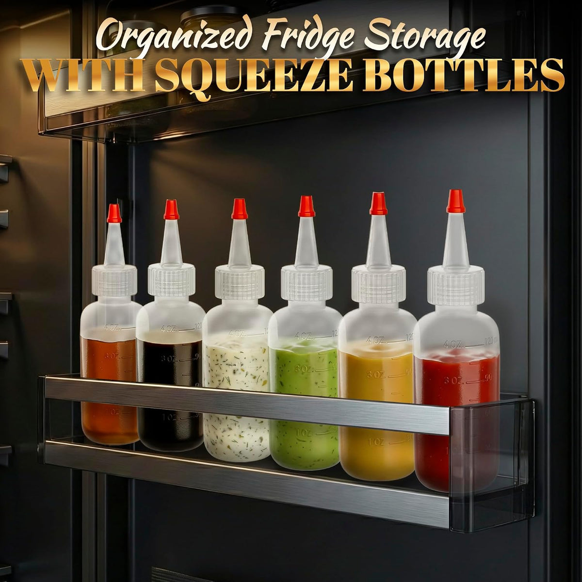 HYQO Small Squeeze Bottles for Sauces, 4 Oz Plastic with Cuttable Tip