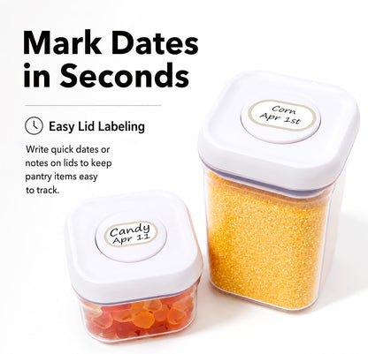 Removable Expiration Date Labels for Food Containers, Waterproof Food Storage Labels for Deli Containers, Best By Pantry Label, Freezer Refrigerator Label, Write On Kitchen Organization Label