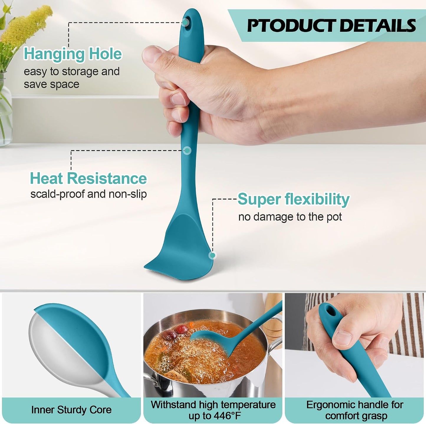 Homikit Silicone Cooking Utensil Set, 15pcs Kitchen Utensils with Holder for Nonstick Cookware, Heat Resistant Nontoxic Silicone Spatula Set Dishwasher Safe Kitchen Tools for Baking-Black