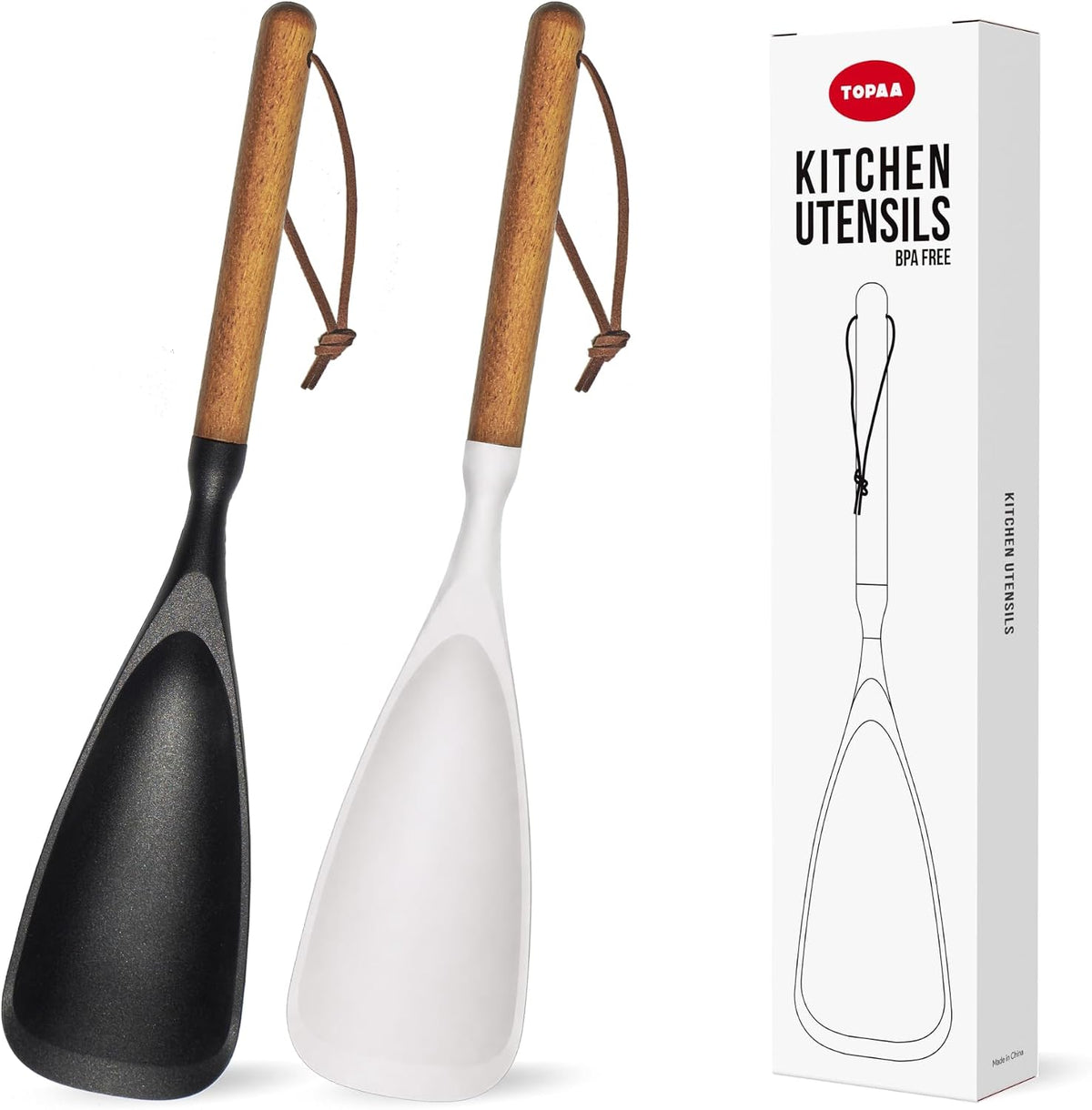 Silicone Cooking Spoon Spatula for Nonstick Cookware,Heat Resistant,12.8"