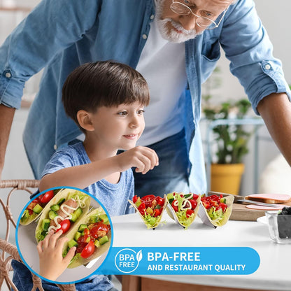 Stainless Steel Taco Holders Set of 12 - Each Metal Taco Stands for 3 Tacos - Taco Rack with Handles - Stylish Taco Shell Holders - Oven & Dishwasher & Grill Safe Taco Trays
