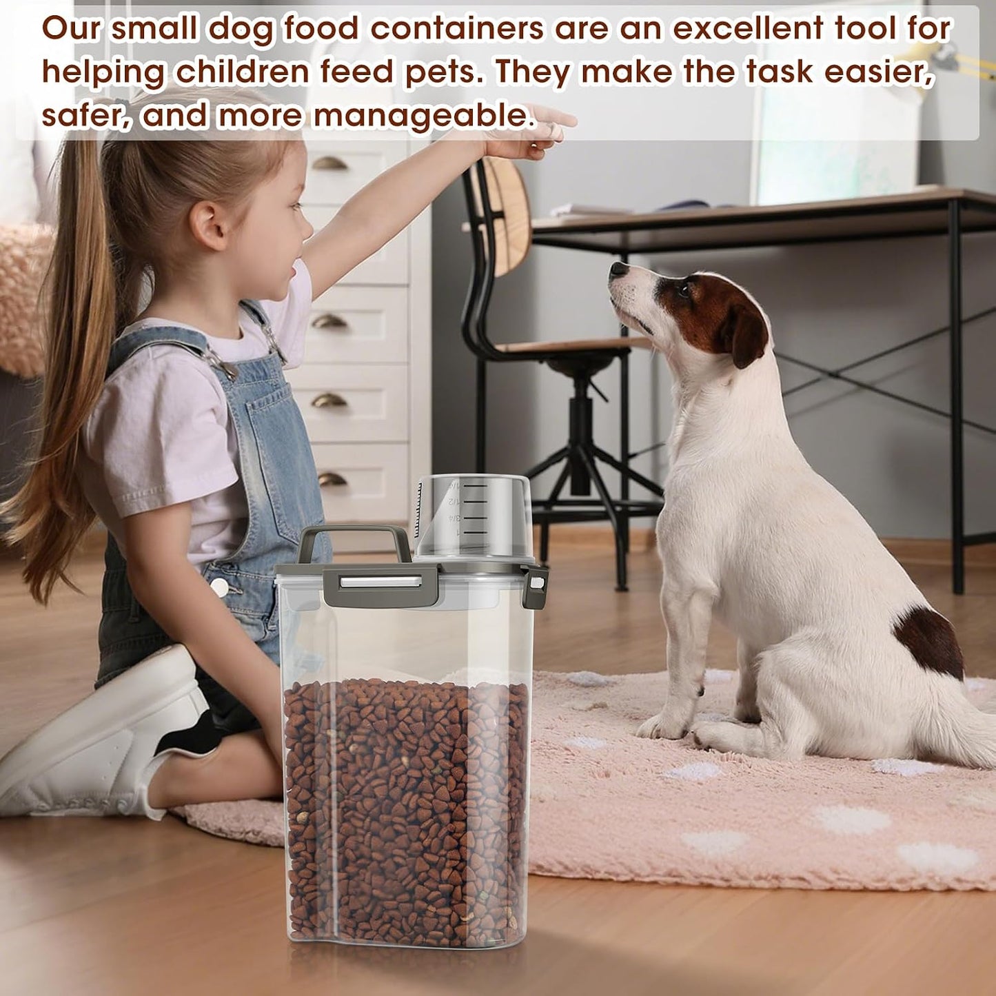 TBMax Pet Food Storage Containers 2 Pack 8-10 Lbs Airtight Dog Food Container Dispenser with Large Spout & Portable Handle, Travel Dog Treat Cat Food Storage Bin Bird Seed Container