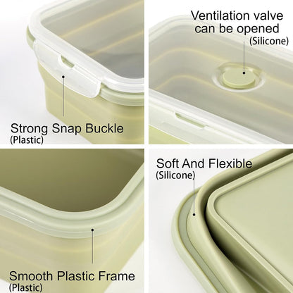 Large Silicone Food Storage Containers 68oz/2000ml 4 Pack | Collapsible Meal Prep Containers, Airtight Leakproof Lid, Containers for Camping, Microwave Freezer Dishwasher Safe