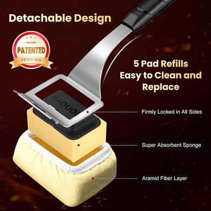 Grill Brush Bristle Free + 5 Replaceable Pads, Grill Cleaner for Outdoor Grill, Steam Grill Brush and Scraper for Cast Iron & Stainless Steel Grates, BBQ Grill Brush, Gift for Men Dad